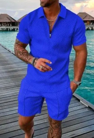 Men's Casual Short Sleeve Lapel Shirt And  Shorts Set