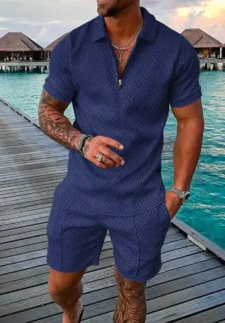 Men's Casual Short Sleeve Lapel Shirt And  Shorts Set